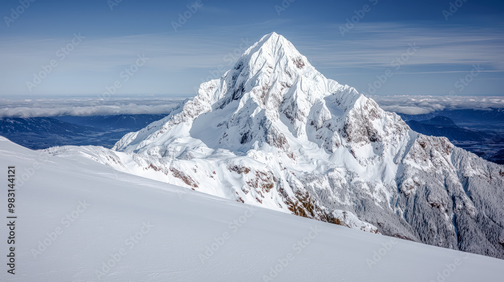 ImageMajestic Winter Mountain Peaks A Stunning Snow-Covered Landscape, Showcasing the Beauty of Nature's Towering Giants A Serene View of Snow-Capped Summits in Winter's Embrace ImageMajestic Winter Mountain Peaks A Stunning Snow-Covered Landscape, Showcasing the Beauty of Nature's Towering Giants A Serene View of Snow-Capped Summits in Winter's Embrace