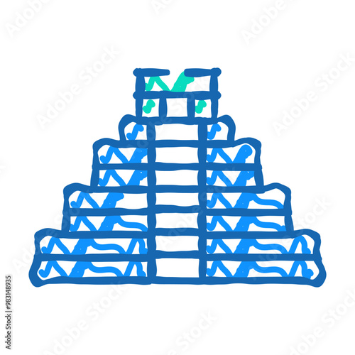 mayan temple doodle icon sketch vector. mayan temple sign. isolated symbol illustration