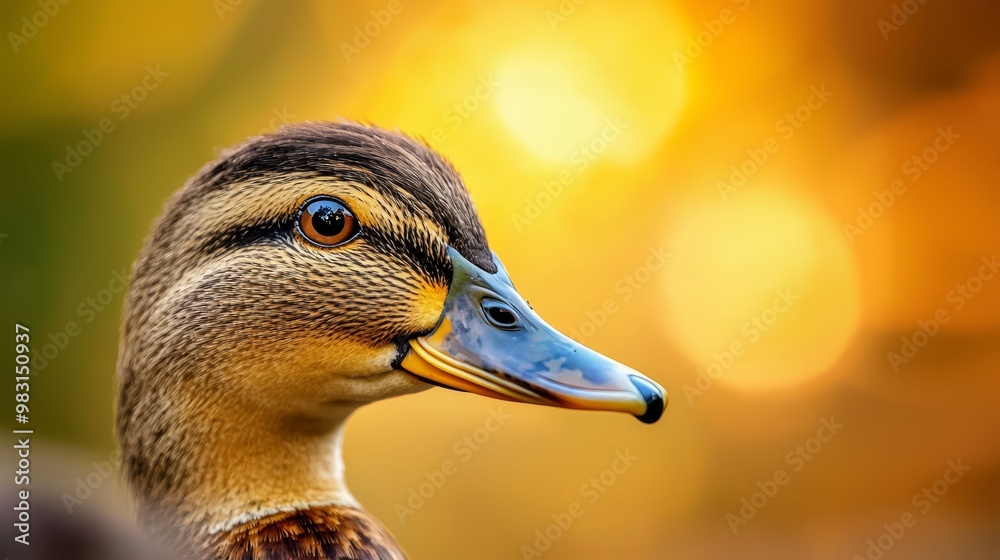 A sharp duck's head with blurred background and slightly blurred outline A sharp duck's head with blurred background and slightly blurred outline