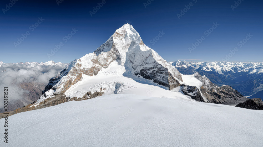 ImageMajestic Winter Mountain Peaks A Stunning Snow-Covered Landscape, Showcasing the Beauty of Nature's Towering Giants A Serene View of Snow-Capped Summits in Winter's Embrace ImageMajestic Winter Mountain Peaks A Stunning Snow-Covered Landscape, Showcasing the Beauty of Nature's Towering Giants A Serene View of Snow-Capped Summits in Winter's Embrace