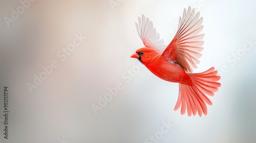 Wallpaper Mural  A red bird flies through the air, wings spread wide, head turned slightly sideways Torontodigital.ca