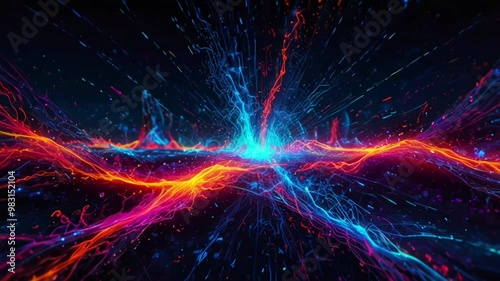 Wallpaper Mural Lightning particle background Sparkling energy light lines bursting in electric energy style, perfect for futuristic or abstract design projects that need an energetic feel. 4K Torontodigital.ca