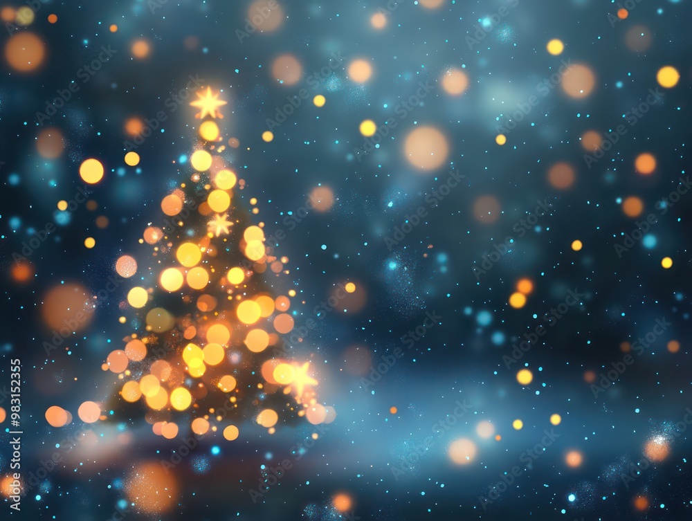 A bright, festive Christmas tree sparkles with glowing lights against a soft, snowy backdrop, evoking a warm holiday ambiance. A bright, festive Christmas tree sparkles with glowing lights against a soft, snowy backdrop, evoking a warm holiday ambiance.