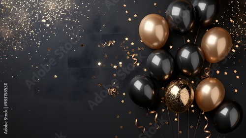 Gold and Black Celebrations with Glittering Accents and Festive Atmosphere