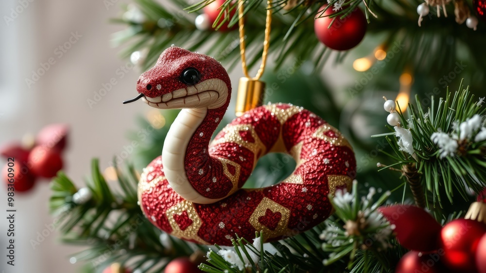 Fototapeta premium Snake Christmas tree toy.
