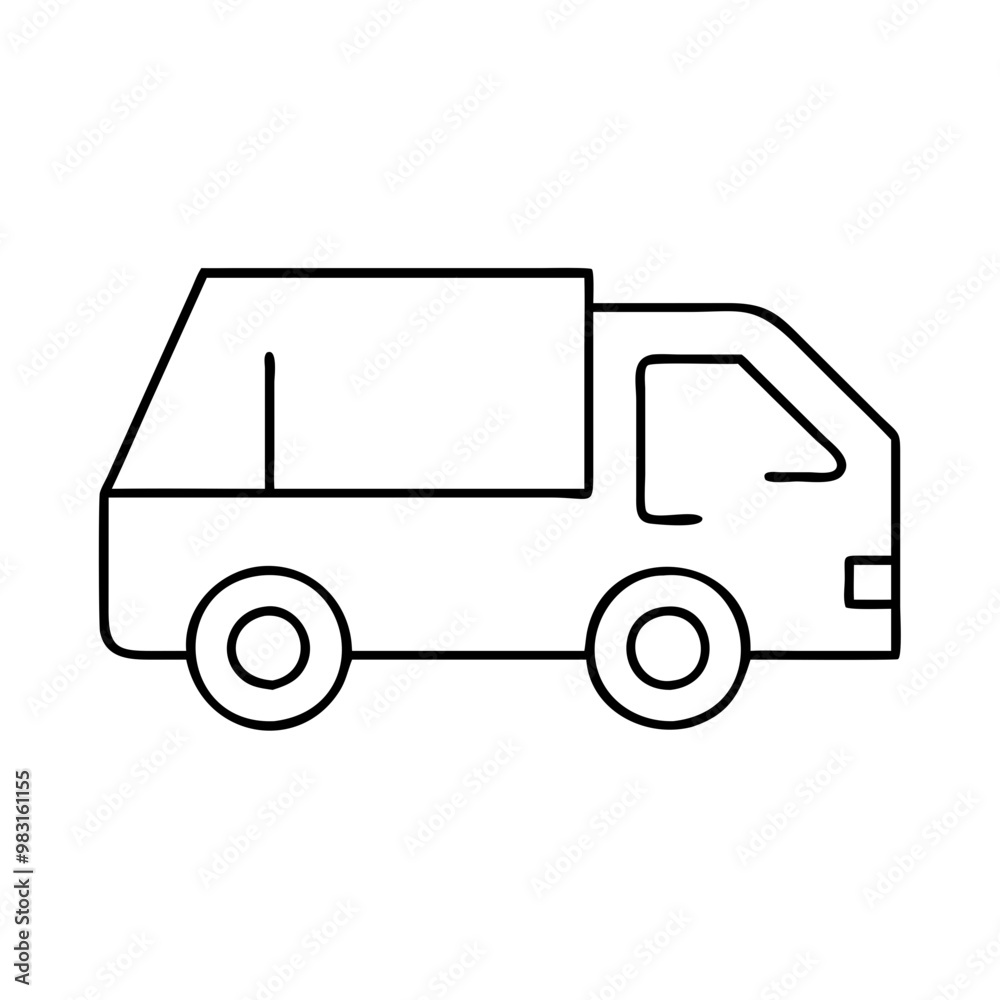 Van line art, minimalistic style, black and white, commercial transport icon Van line art, minimalistic style, black and white, commercial transport icon