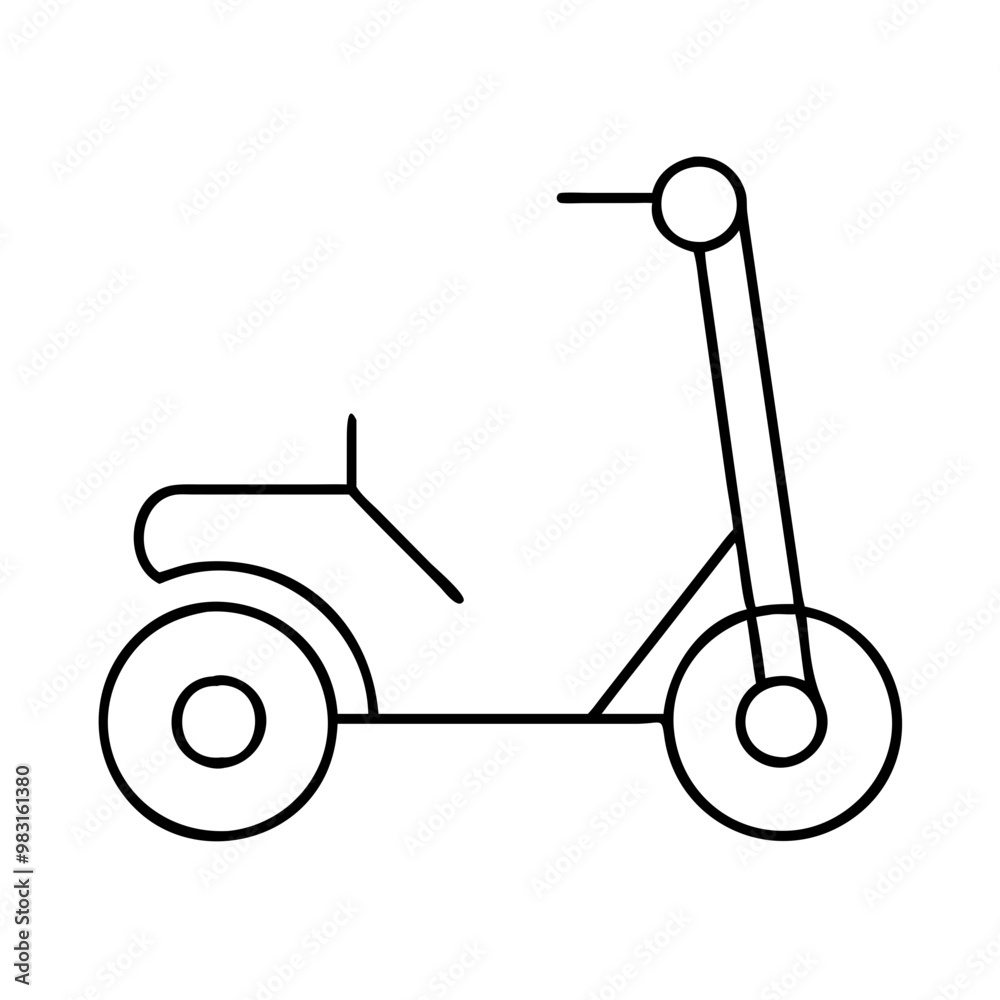 Electric scooter line art, minimalistic style, black and white, urban mobility transport icon Electric scooter line art, minimalistic style, black and white, urban mobility transport icon