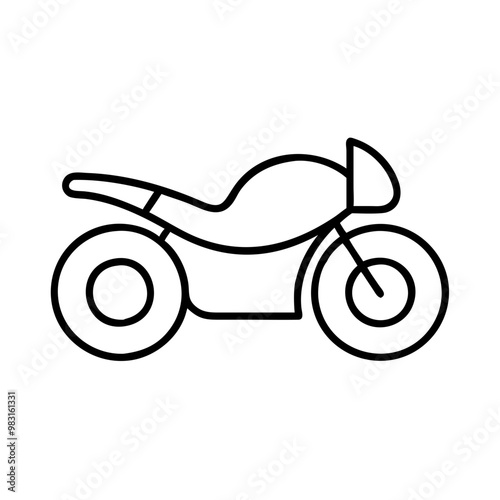 Motorbike line art, minimalistic style, black and white, high-speed transportation icon