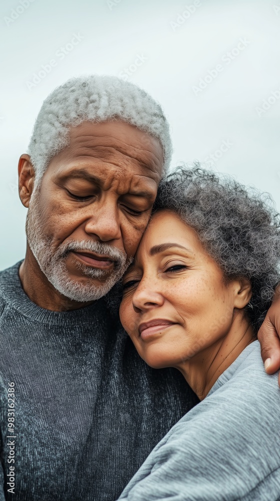 An elderly couple shares a tender embrace, showcasing genuine affection and deep connection in an outdoor setting. An elderly couple shares a tender embrace, showcasing genuine affection and deep connection in an outdoor setting.