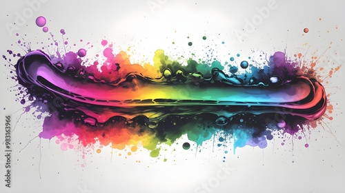 Abstract Rnbow Liquid Splash with Watercolor Background photo