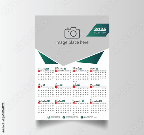 Vector Layout Of A Wall Or Desk Simple Calendar 