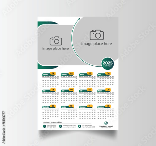 Vector Layout Of A Wall Or Desk Simple Calendar 