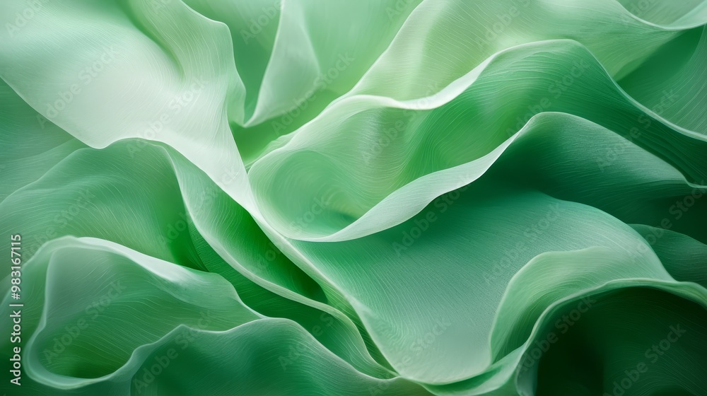 Fototapeta premium A tight shot of a green flower with an expansive leafy pattern atop its petals