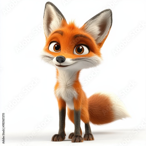 3d fox cartoon style pixar style on pure white background --v 6.1 Job ID: 477cae47-1070-4d49-af48-2a6d930d0cf1 photo