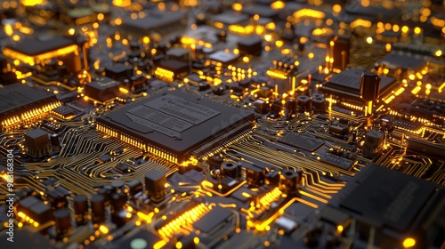 An exploded view of a detailed circuit board showcasing modern technology photo