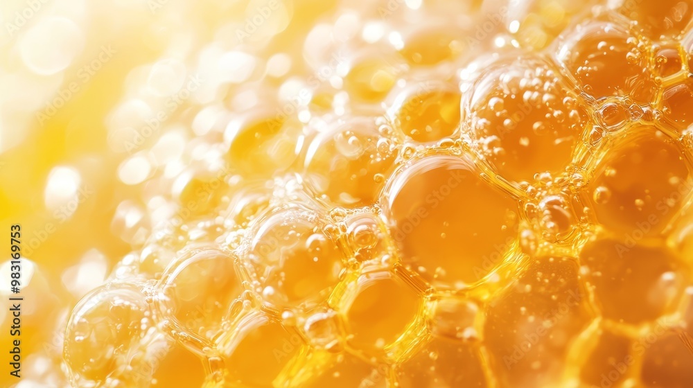 A tight shot of numerous bubbles against a yellow and white backdrop, illuminated by a bright light from behind A tight shot of numerous bubbles against a yellow and white backdrop, illuminated by a bright light from behind