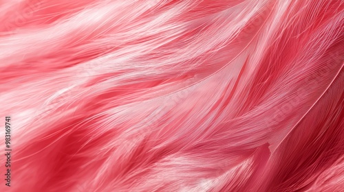  A close-up of a pink and white fur textured with long, thin feathers