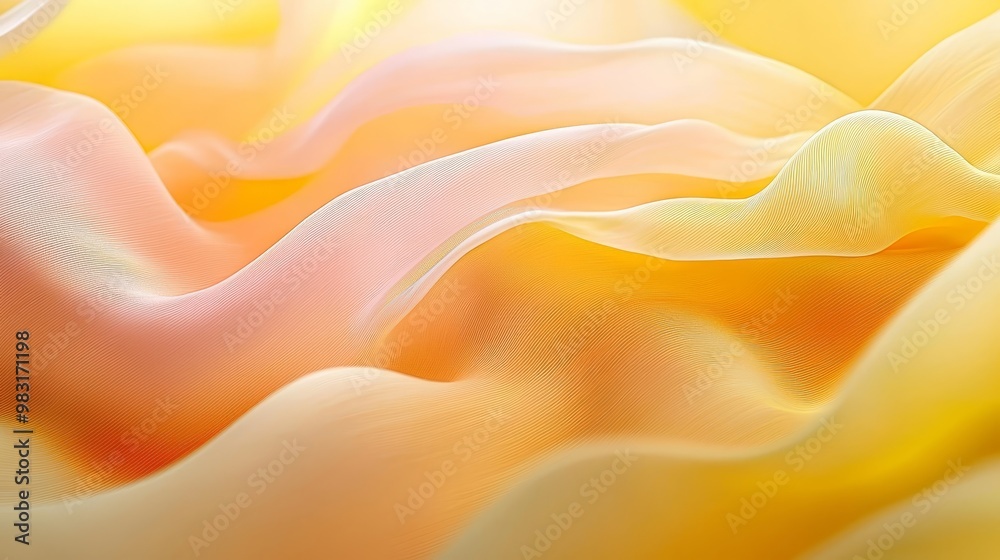 Obraz premium A tight shot of a yellow, pink, and white background featuring a wavy pattern on its left side