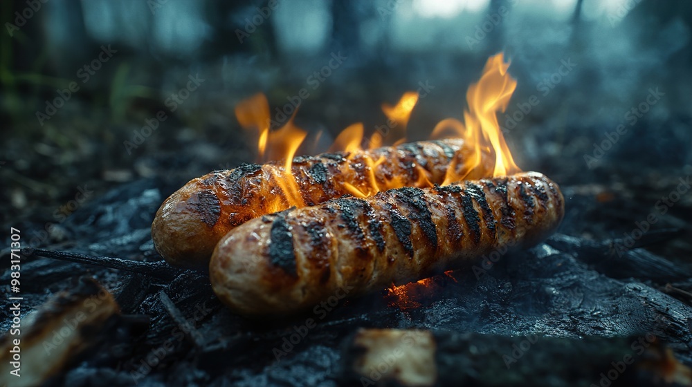 Grilled Sausages Over a Campfire: A Delicious Outdoor Meal Grilled Sausages Over a Campfire: A Delicious Outdoor Meal