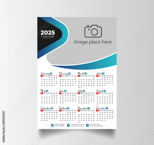 Vector Layout Of A Wall Or Desk Simple Calendar 