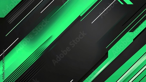 Dynamic green and black abstract background showcasing sleek lines and geometric shapes for modern design purposes