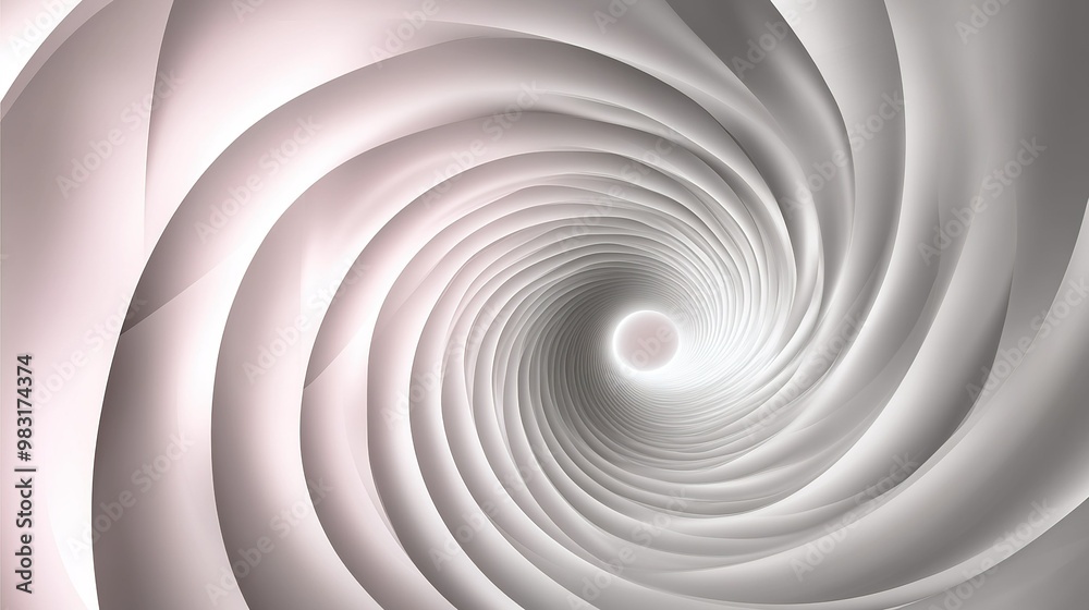 Abstract spiral tunnel design with smooth curves and soft light conveying a sense of depth and motion in a minimalist style Abstract spiral tunnel design with smooth curves and soft light conveying a sense of depth and motion in a minimalist style
