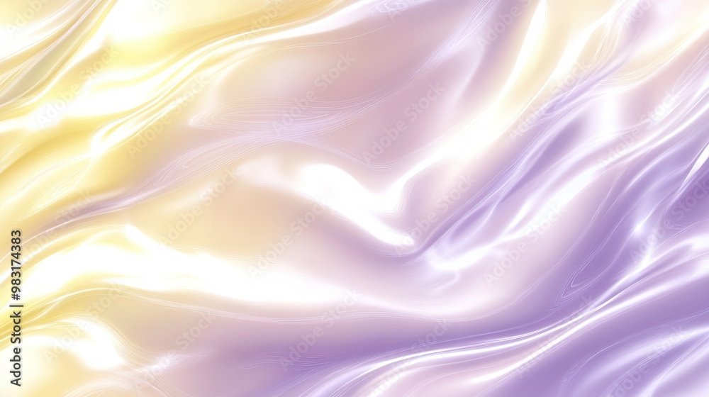 Soft pastel fabric draping elegantly with folds and gentle waves in shades of yellow and lavender, creating a serene and calming atmosphere Soft pastel fabric draping elegantly with folds and gentle waves in shades of yellow and lavender, creating a serene and calming atmosphere