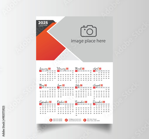 Vector Layout Of A Wall Or Desk Simple Calendar 