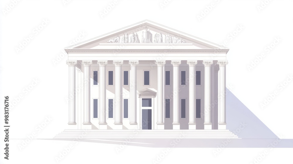 Obraz premium Elegant Neoclassical Building with Columns and Steps