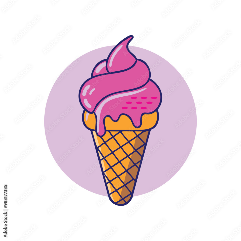 Ice Cream Cone Cartoon Vector Icon Illustration. Ice Cream Cone Cartoon Vector Icon Illustration.