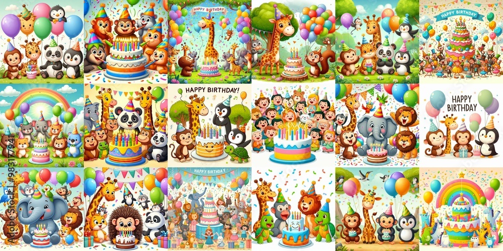 Happy birthday cartoon. AI generated illustration Happy birthday cartoon. AI generated illustration