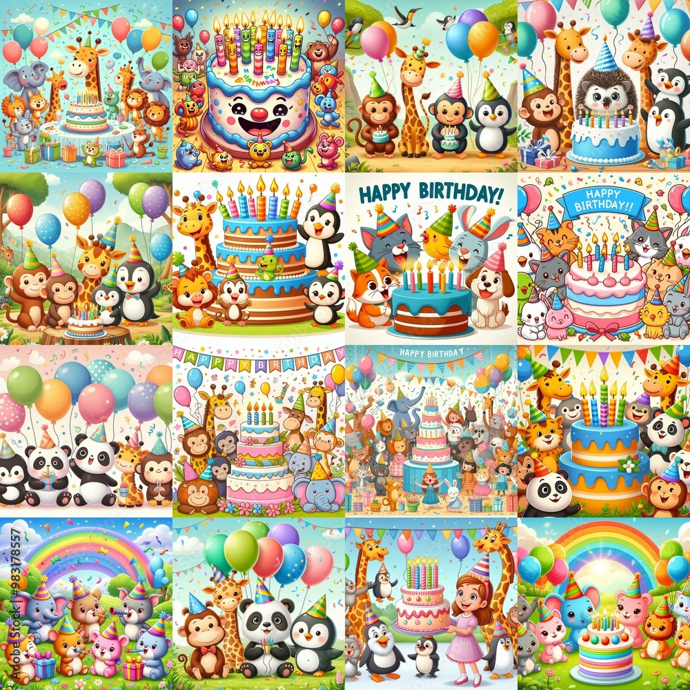 Happy birthday cartoon. AI generated illustration Happy birthday cartoon. AI generated illustration