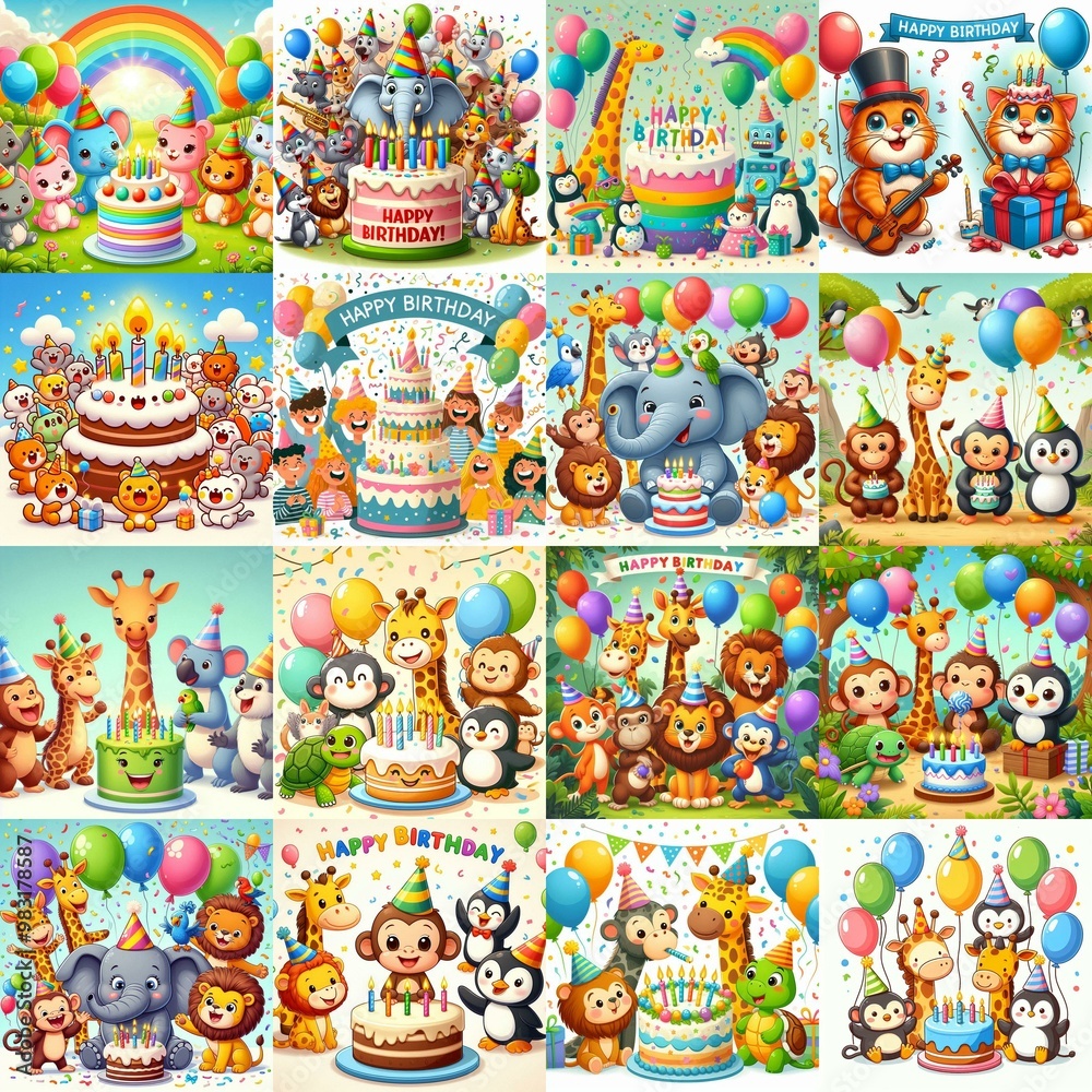 Happy birthday cartoon. AI generated illustration Happy birthday cartoon. AI generated illustration