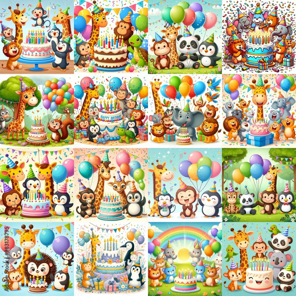 Happy birthday cartoon. AI generated illustration Happy birthday cartoon. AI generated illustration