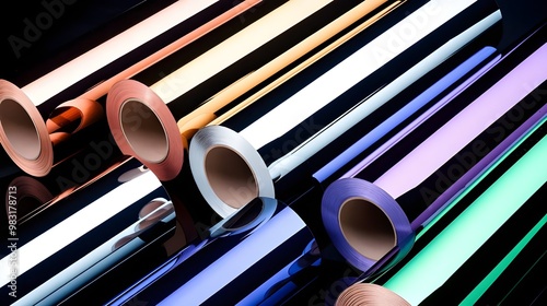 Rolls of Colorful Reflective Film Material photo