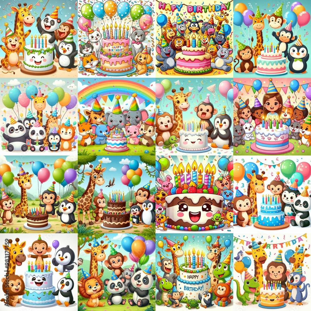 Happy birthday cartoon. AI generated illustration Happy birthday cartoon. AI generated illustration