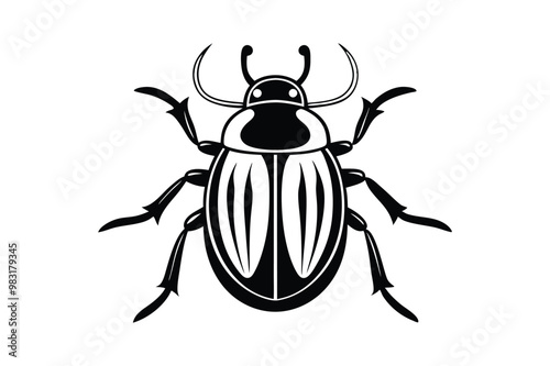 Beetle vector line art silhouette illustration