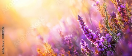  A tight shot of blooms with a hazy sunlight backdrop, sun rays filtering through