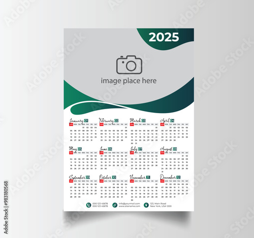 Vector Layout Of A Wall Or Desk Simple Calendar 