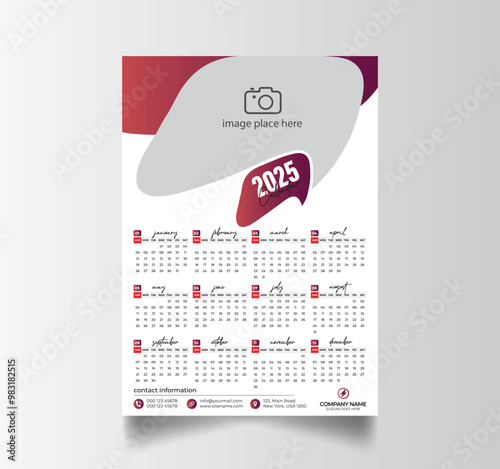 Vector Layout Of A Wall Or Desk Simple Calendar 