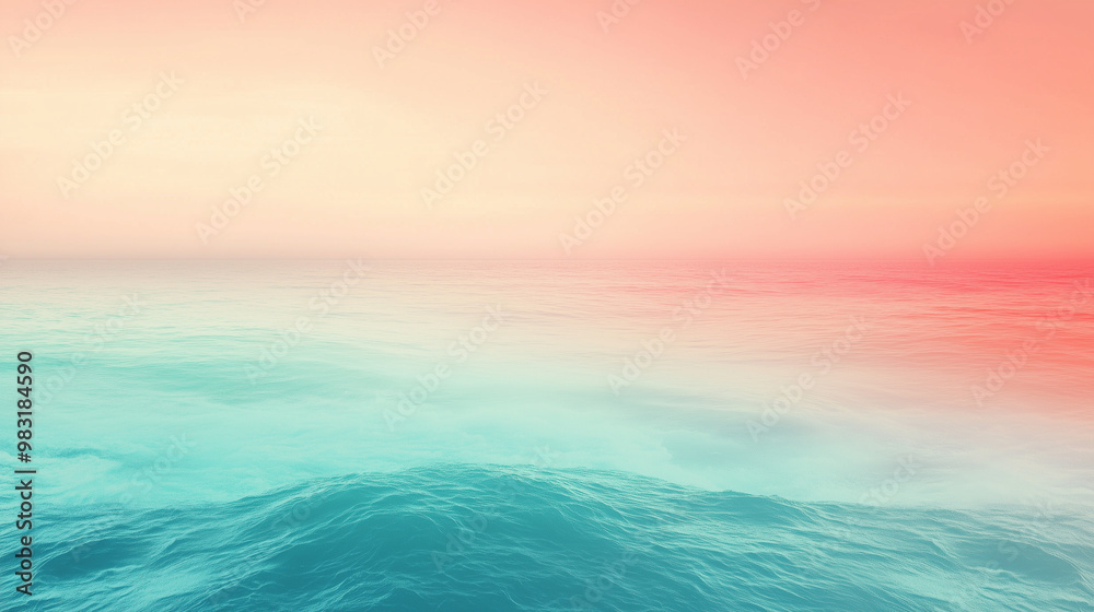 Obraz premium Calm Ocean Waves Under a Peach and Teal Sky Captured at Sunrise