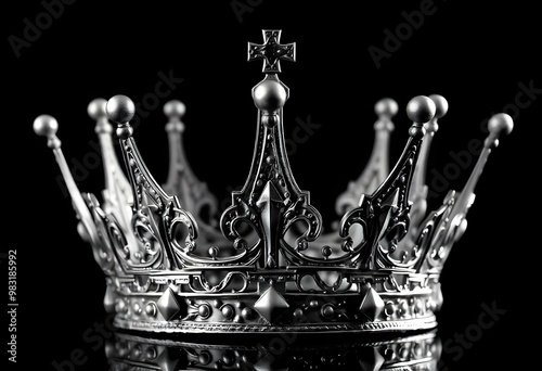 silver crown on black background create with ai