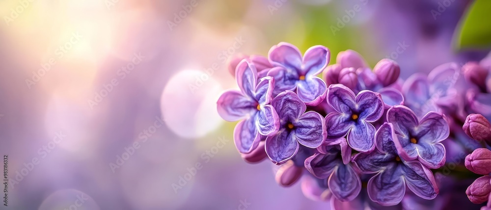 A lush green field dotted with purple flowers under a sunny sky A lush green field dotted with purple flowers under a sunny sky