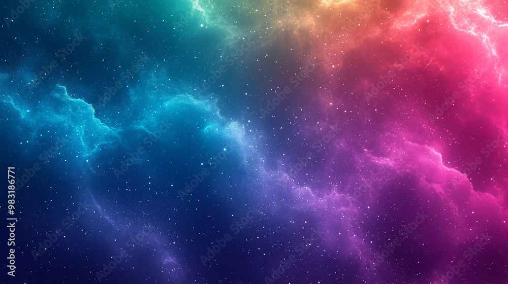 Fototapeta premium Colorful Nebula with Blue, Green, and Pink Hues in Outer Space