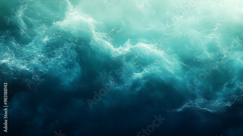 Dynamic Ocean Waves in Dark and Light Blue Tones