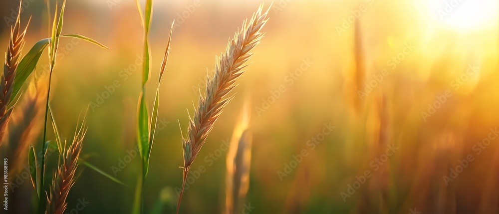 blades bathed in light, foreground grass gleaming blades bathed in light, foreground grass gleaming