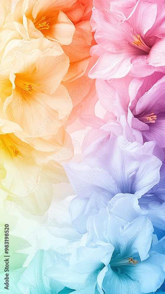 Flowers on a colorful wallpaper Flowers on a colorful wallpaper