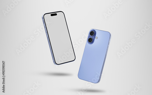 Smartphone with a blank screen on a white background. Smartphone mockup closeup isolated on white background.