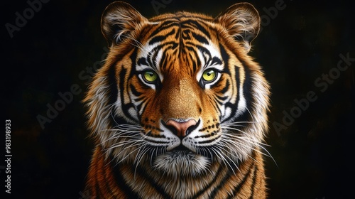 Majestic Tiger Close-Up Portrait with Striking Eyes