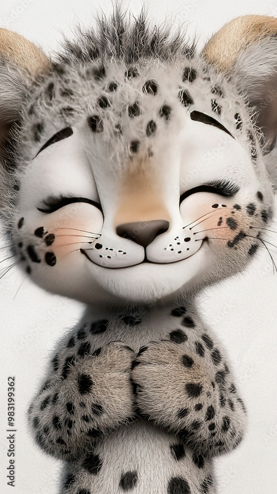 A photo of a plush cheetah with a grin A photo of a plush cheetah with a grin